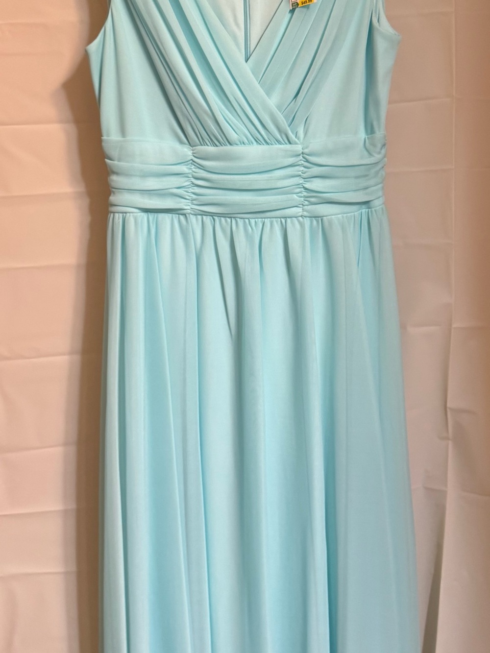 Light Blue Sleeveless Wrap Bodice Dress